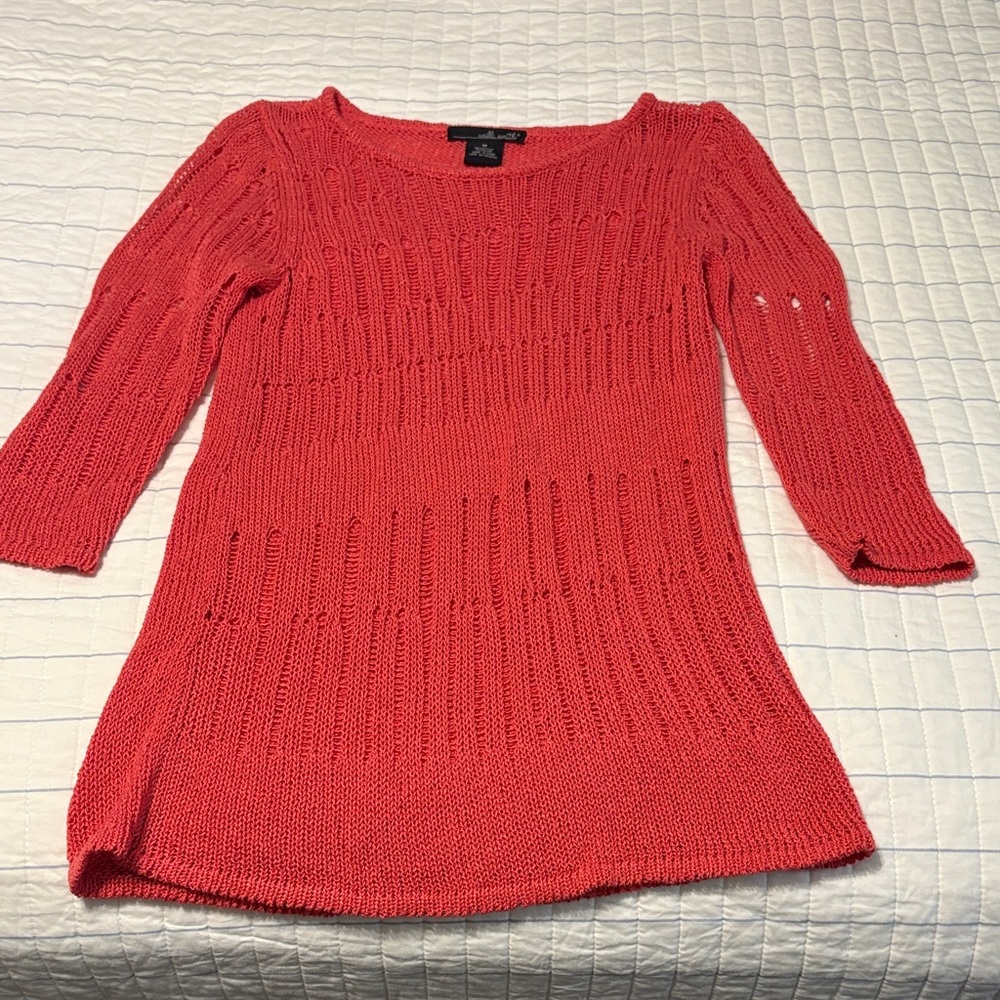 Willi Smith Vibrant Coral Crew Neck Sweater